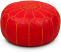 Stuffed Round Design Moroccan Leather Pouf Ottoman, Pre-Filled, 100% Genuine by Unknown