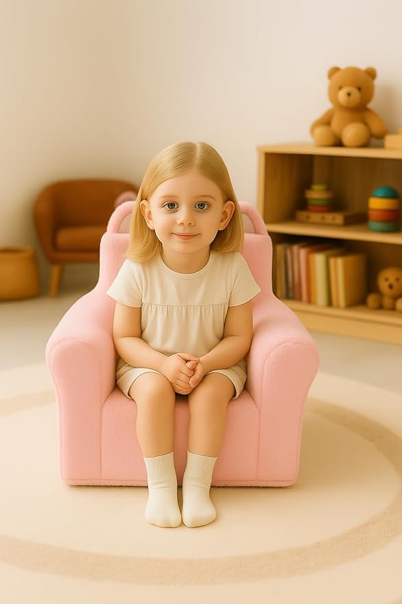 Cute Animal Toddler Foam Chair, Soft Faux Rabbit Fur, Comfy Toddler Lounge - Image 7