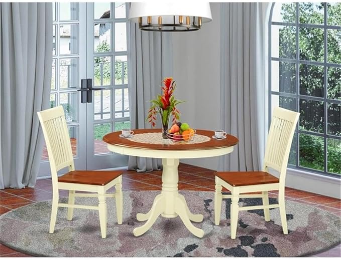 East West Furniture HLWE3-BMK-W 3 Piece Dinette Set - Image 2