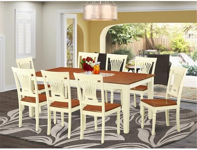 East West Furniture QUPL9-WHI-W 9 Piece Modern Dining Table Set Includes a - Image 2