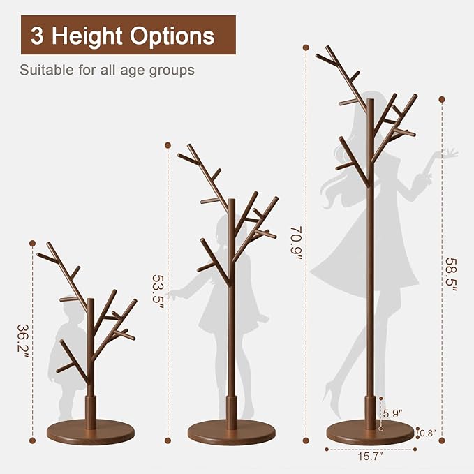 Coat Rack, Solid Wood Coat Rack Freestanding - Image 5