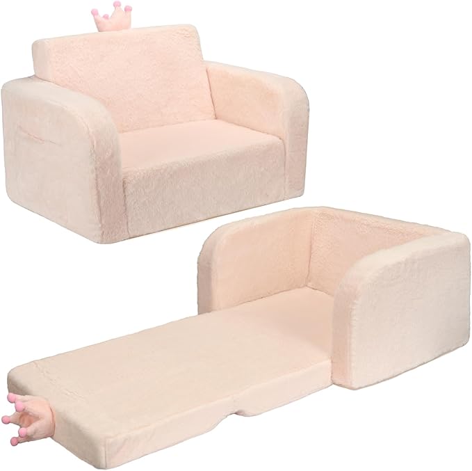 MONKISS Toddler Couch, 2-in-1 Kids Sofa Fold Out, Convertible Sofa to Lounger by MONKISS