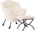 Lazy Chair with Folding Ottoman, Modern Accent Lounge Armchair with Armrests by MBOOYOME
