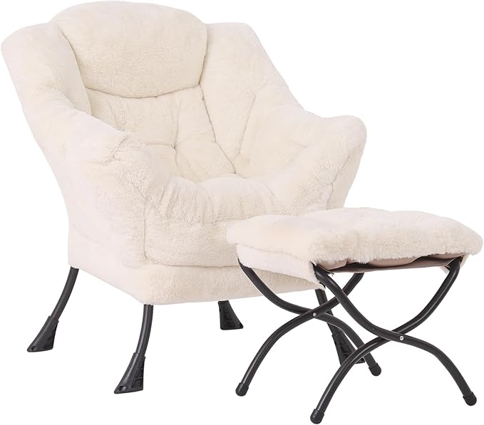 Lazy Chair with Ottoman, Modern Accent Chair Lounge Leisure Sofa Chair with by SESHINELL