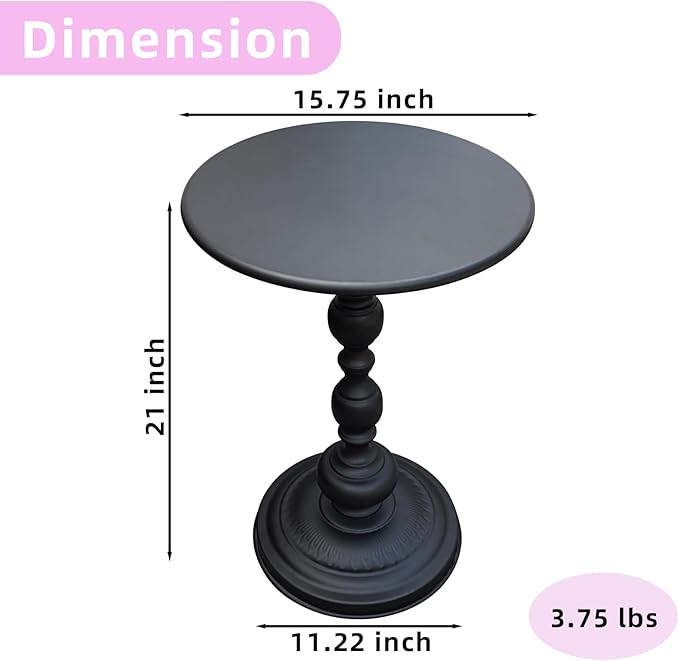 Benkyo Black Round End Side Table Modern Metal Pedestal Spindle Side Tables - Image 3