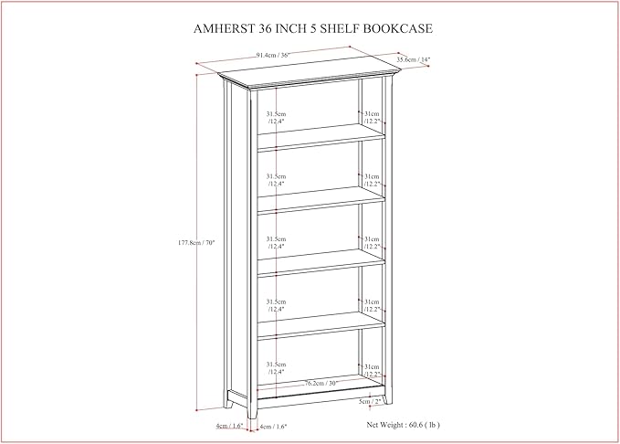 SIMPLIHOME Amherst Bookcase - Image 3