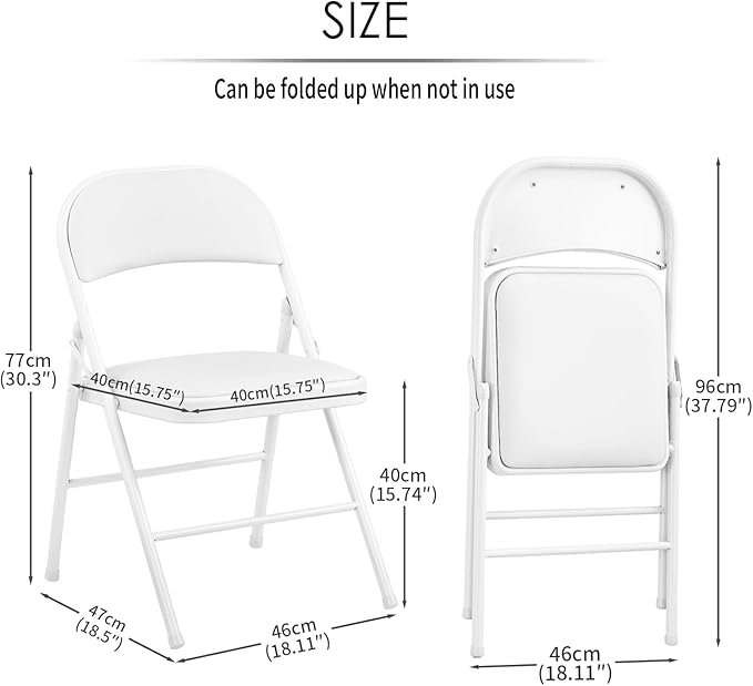 KAIHAOWIN 2-Pack Folding Chair Vinyl Padded and Metal Frame Heavy Duty Foldable - Image 3