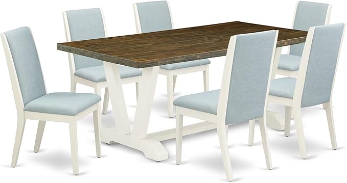 East West Furniture V077LA015-7 7 Piece Dining Table Set Consist of a Rectangle by EastWestFurniture