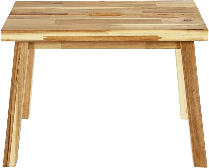 Bench 100% Solid Acacia Wood, Wax Galvanized Finish, Easy Assembly, End Table - Image 4