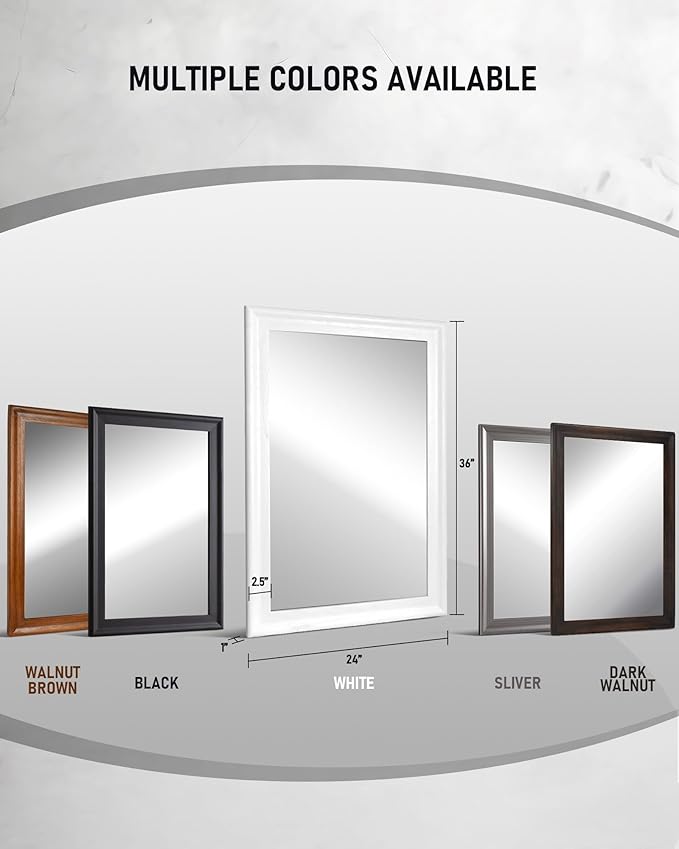 CULER Black Wood Wall Mirror for Bathroom, Rectangle Rustic 24 x 36 inch - Image 7