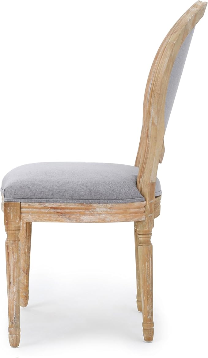 GDFStudio Hedwig French Country Fabric Dining Chairs, Light Gray + Natural - Image 8