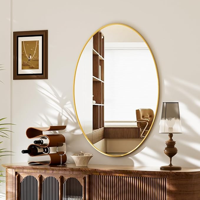 Koonmi Gold Oval Bathroom Mirror, Oval Mirror - Image 9