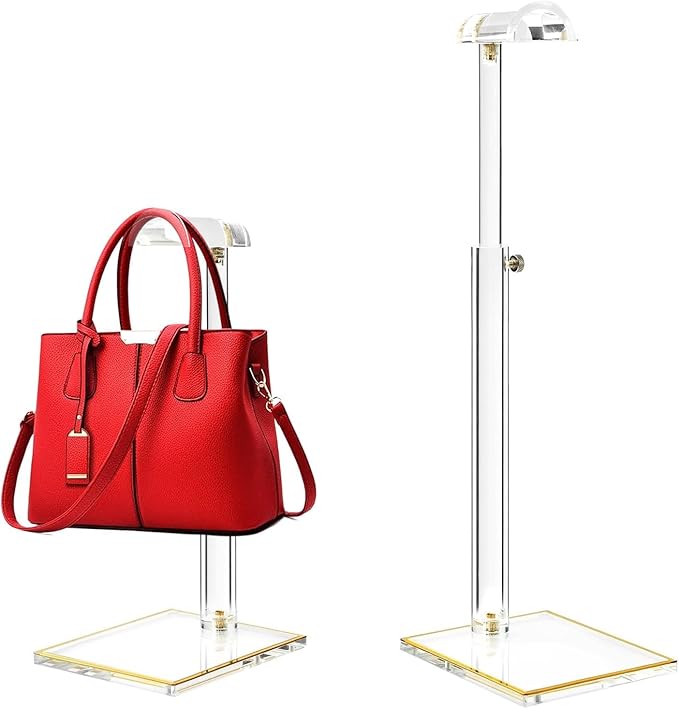 2Pcs Adjustable Purse Display Stands, Height 10"-16"+14"-24", Acrylic Handbag by SHUNKAIZS