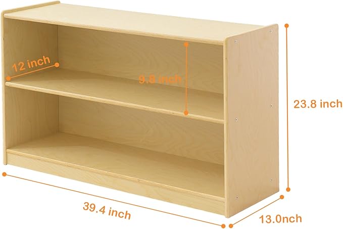 Kids Bookshelf and Toy Storage Shelf, Wooden Montessori Bookshelf, 2-Tier Toy - Image 3