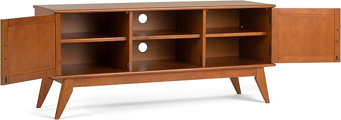 SIMPLIHOME Draper SOLID HARDWOOD 60 inch Wide Mid Century Modern TV Media Stand - Image 3