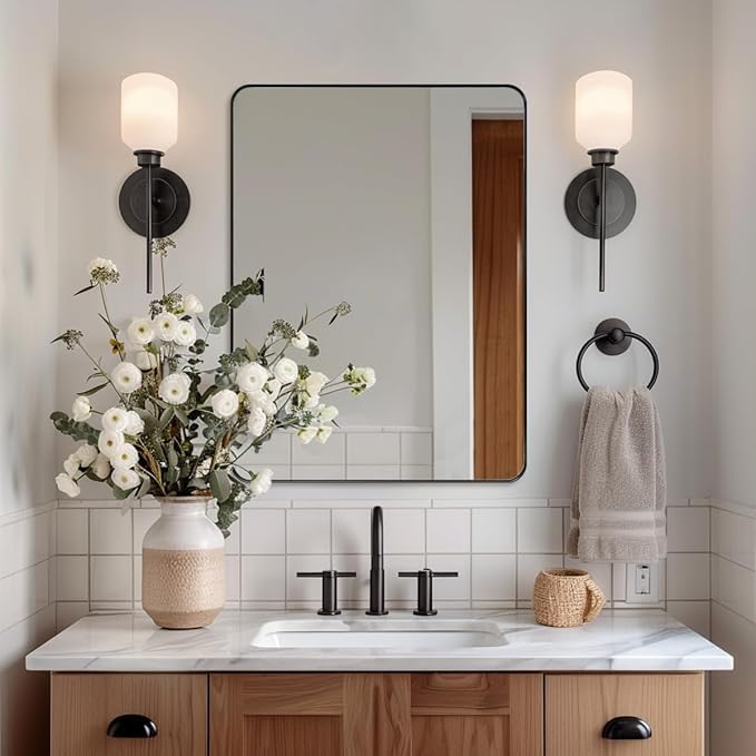 ANDY STAR Wall Mirror for Bathroom, 24x36 Matte Black Bathroom Mirror, Modern - Image 2
