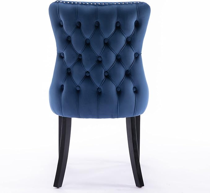 PacknWood Acosure Set of 2 Velvet Upholstered Wing-Back Dining Chair - Image 4