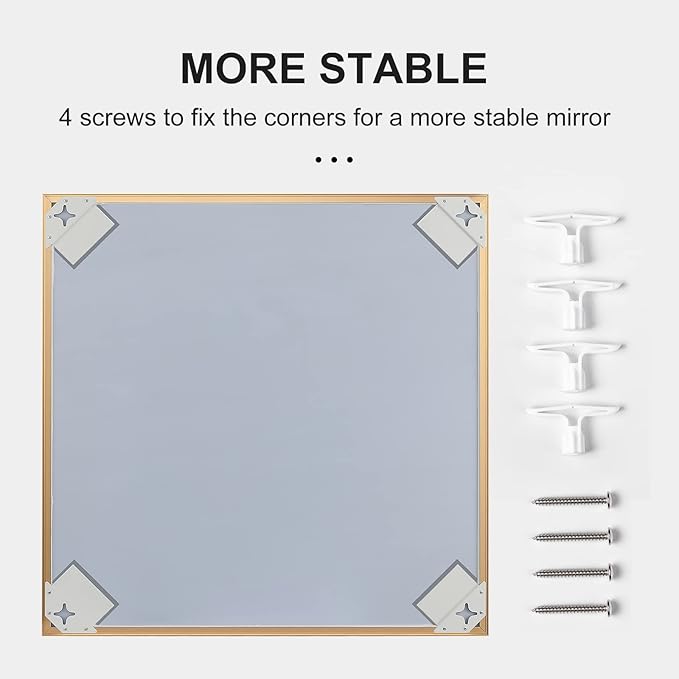 30x40 Inch Gold Mirror with Beveled Trim, Aluminum Frame Bathroom Vanity Mirror - Image 8
