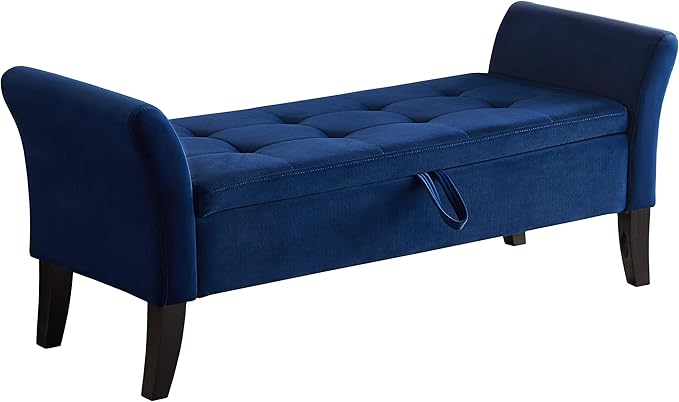 Furniliving Storage Ottoman Bench, Velvet Benches End of Bed Bench - Image 9