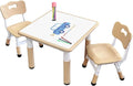 Kids Table & Chair Set with Adjustable Toddler-Safe Non-Slip Legs, Activity & by JIAOQIU