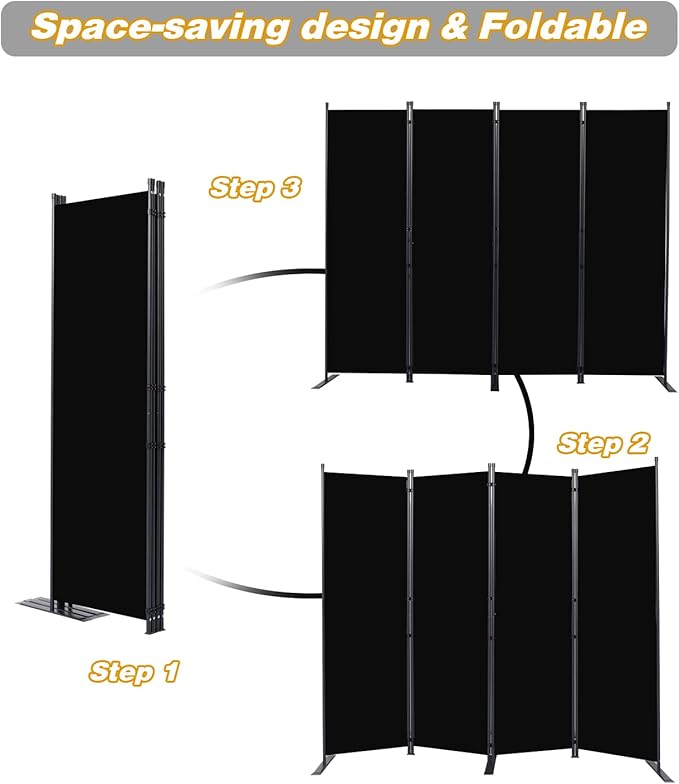 Room Divider, 4 Panel Folding Privacy Screens - Image 5