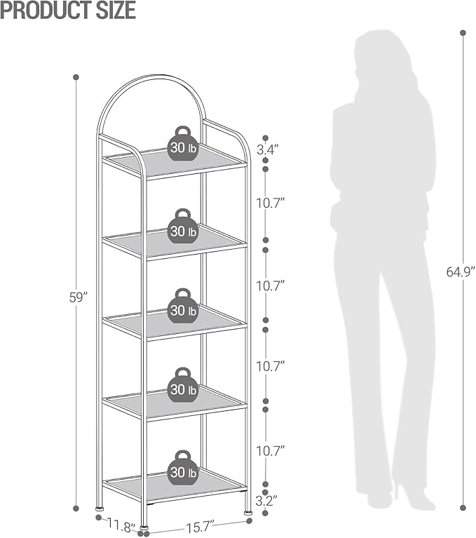 Bookcase Bookshelf, Tempered Glass Bookshelves, Slim Shelving Unit - Image 2