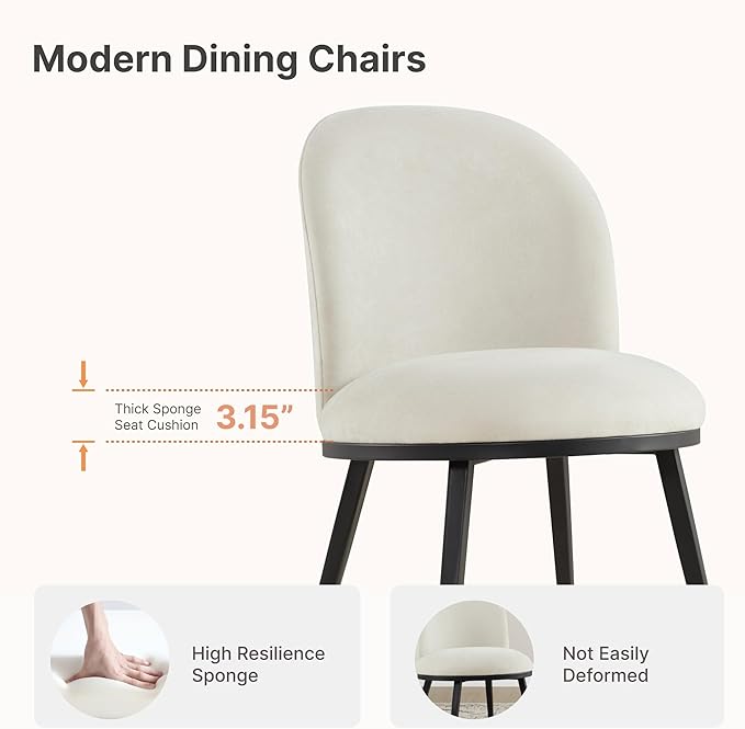 Dining Chairs Set of 4, Fabric Upholstered Dining Room Chairs - Image 3