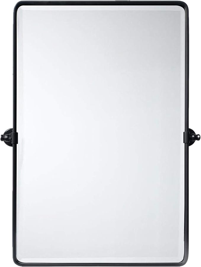 TEHOME Matt Black Pivot Rectangle Bathroom Vanity Mirrror Farmhouse Tiltable by TEHOME