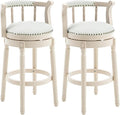 Cow top Leather Wooden Bar Stools, 360 Degree Swivel Bar Height Chair by AULIFE