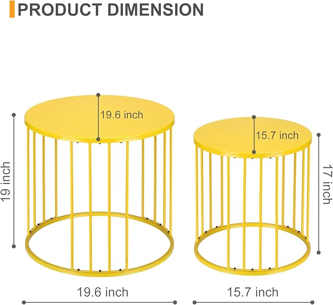 LEWIS&WAYNE Outdoor Side Table Set of 2, Metal Circle Accent End Tables - Image 3