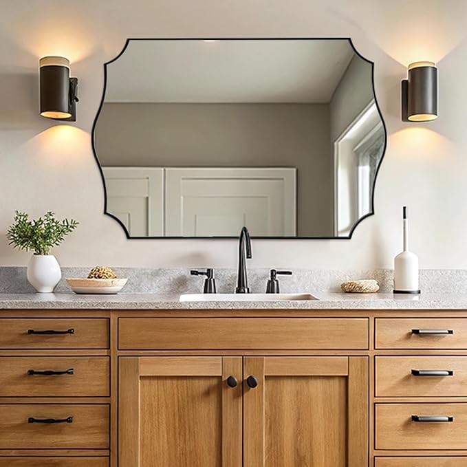 Black Wall Mirror, 24x36 Scalloped Mirror - Image 3