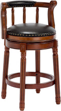 Cow top Leather Wooden Bar Stools, 360 Degree Swivel Bar Height Chair by AULIFE