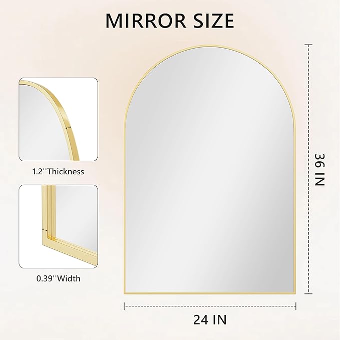 Arched Wall Mirror for Bathroom, Mirrors for Wall, Vanity Mirror for Bedroom - Image 7