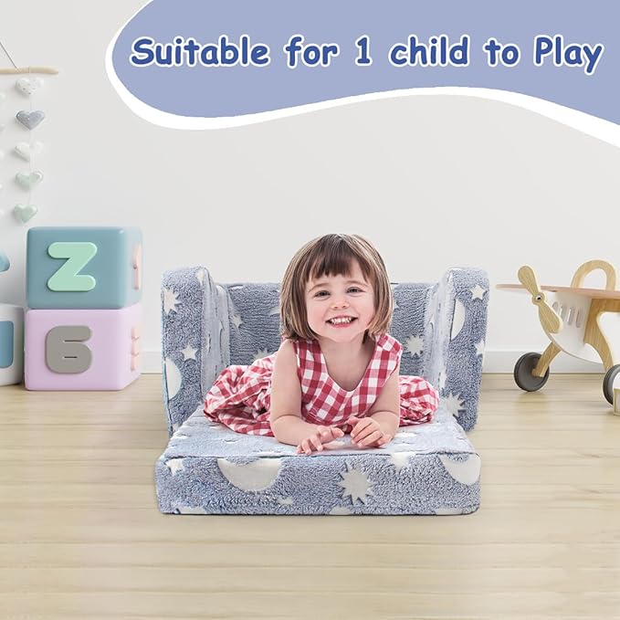 Kids Toddler Chair, 2-in-1 Toddler Couch Fold Out, Convertible Chairs - Image 4