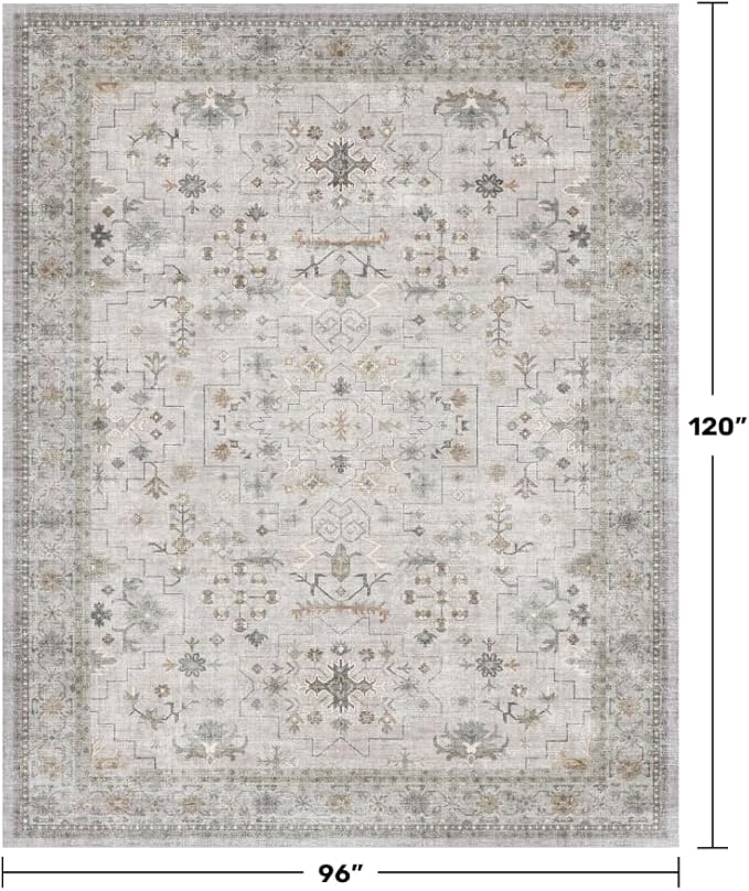 Boho Light Grey Living Room Rug 8x10 - Image 2