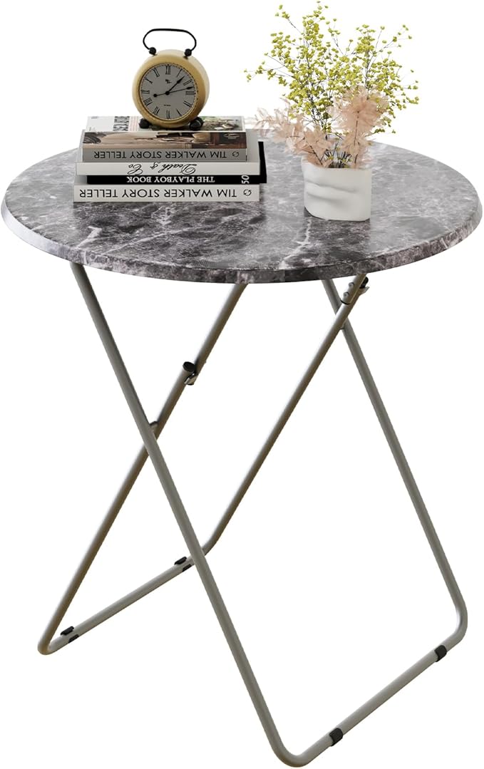Round Folding TV Tray/TV Trays Dinner Snack Trays Table, Portable Foldable by Fleecy+day
