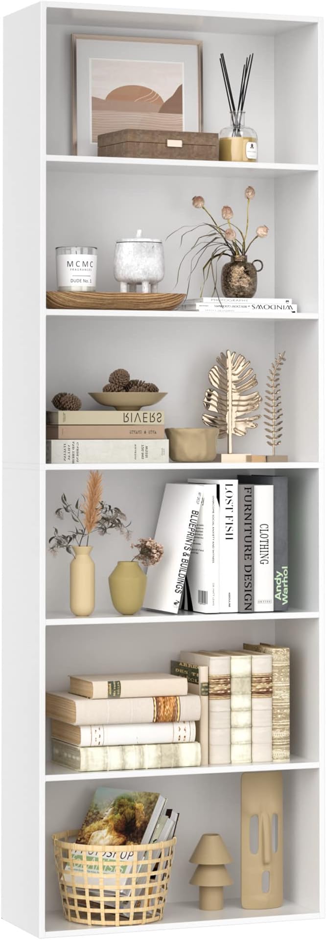 FOTOSOK 6-Tier Open Bookcase and Bookshelf, Freestanding Display Storage by FOTOSOK