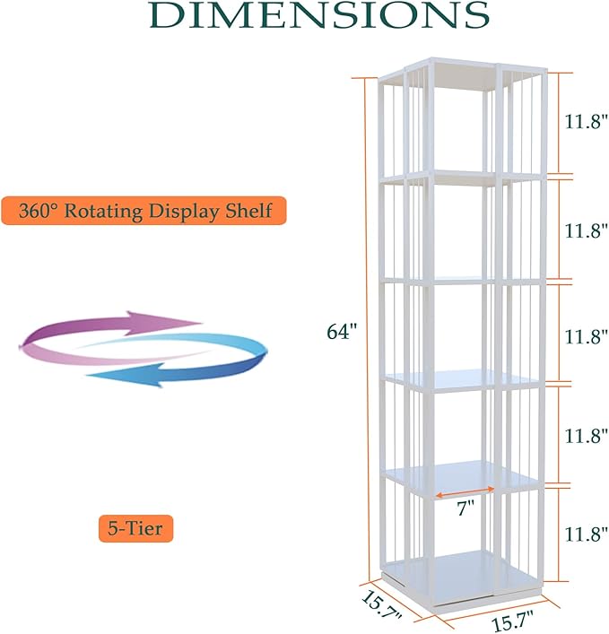 Square Rotating Bookshelf Tower - Image 2
