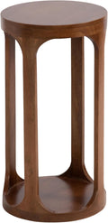 Kate and Laurel Dahl Modern Slatted Wooden Round Drink Table; 12 x 23; Walnut by KateandLaurel