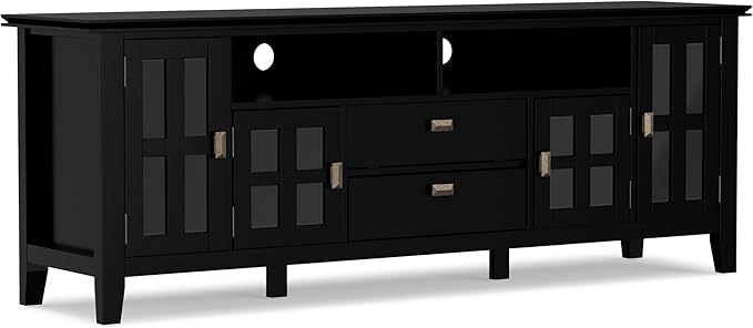 SIMPLIHOME Artisan SOLID WOOD 72 Inch Wide Transitional TV Media Stand in Black by SimpliHome