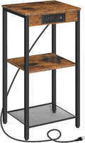 HOOBRO Tall End Table with Charging Station, 30 Inch Tall Nightstand, 3-Tier by HOOBRO