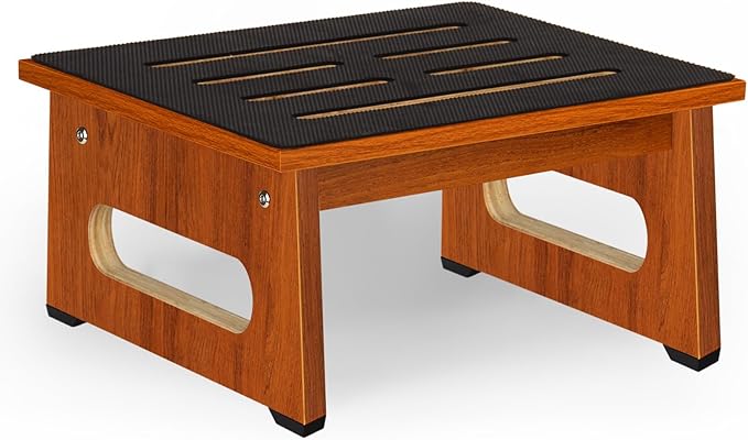 Wooden Step Stool with Non-Slip Rubber Feet Step, Heavy Duty Platform Stepping by Natree
