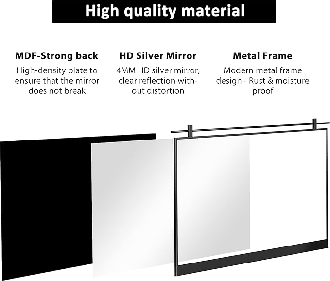 40x28 Inch Rectangle Bathroom Vanity Mirror - Image 3