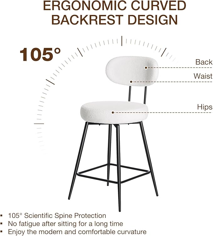 HOMMPA Counter Height Swivel Bar Stools Set of 4 Boucle Barstools 26'' - Image 4