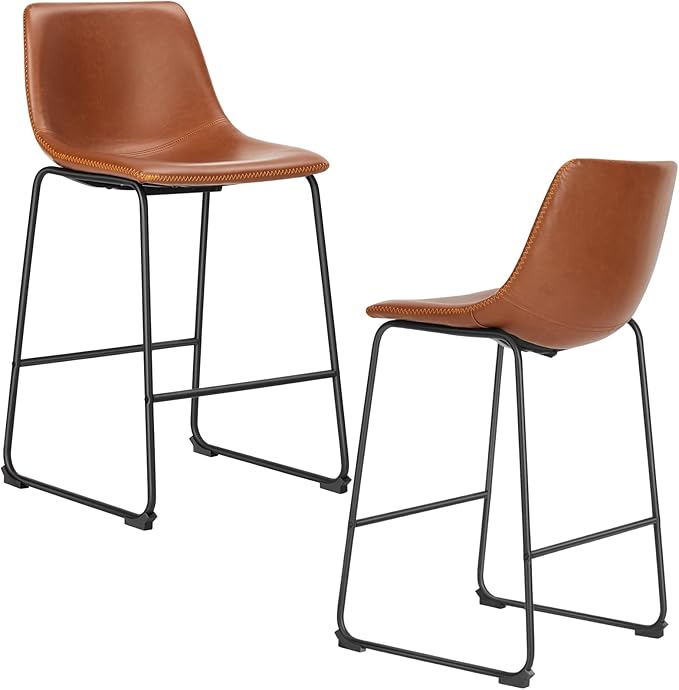 DUMOS 26 Inch Counter Height Bar Stools Set of 2, Modern Faux Leather High by DumosLifestyle
