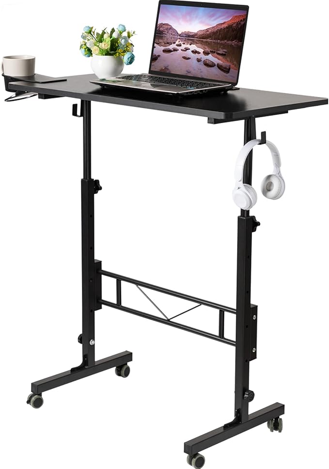 SIDUCAL Standing Desk Adjustable Height, Small Mobile Table by SIDUCAL