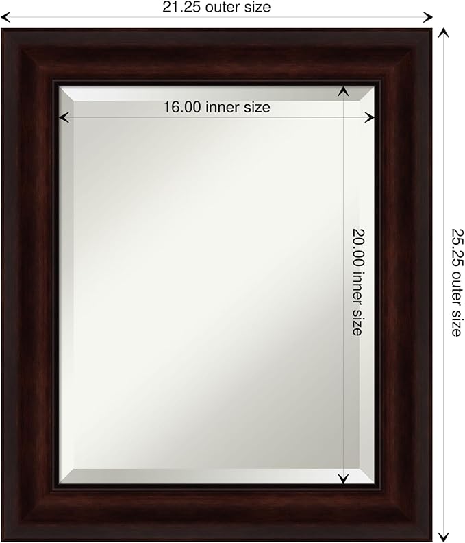Amanti Art Brown Wall Mirror 25x21 Coffee Bean Brown Rectangle Bathroom Mirror - Image 4