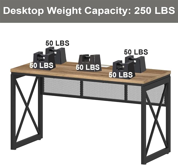 BON AUGURE Farmhouse Computer Desk, Modern Industrial Home Office Desks - Image 4