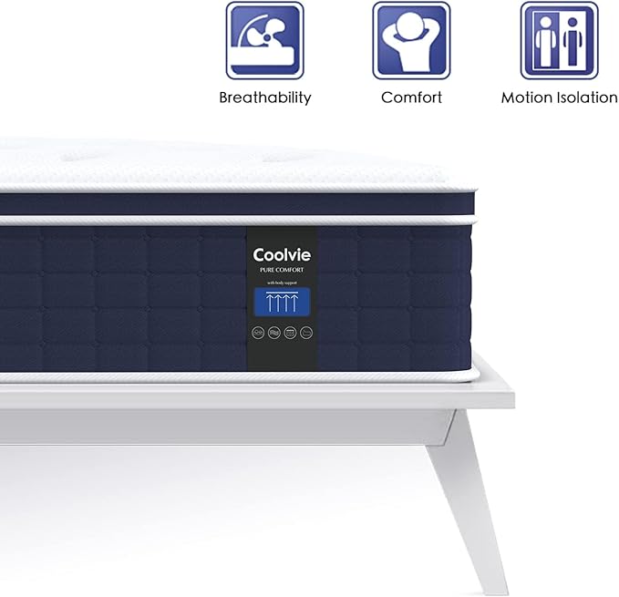 Coolvie 12 Inch King Size Mattress, Firm Feel Fiberglass Free Hybrid Mattress - Image 9