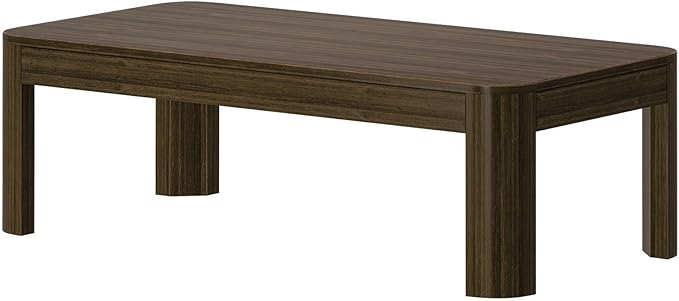 Plank+Beam Modern Rounded Coffee Table, 48 Inch, Solid Wood Contemporary Center - Image 4